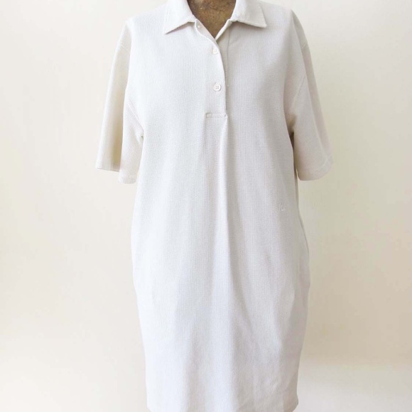 Helmut Lang Waffle Knit Polo Dress S Minimalist Off White - Picture 2 of 7
